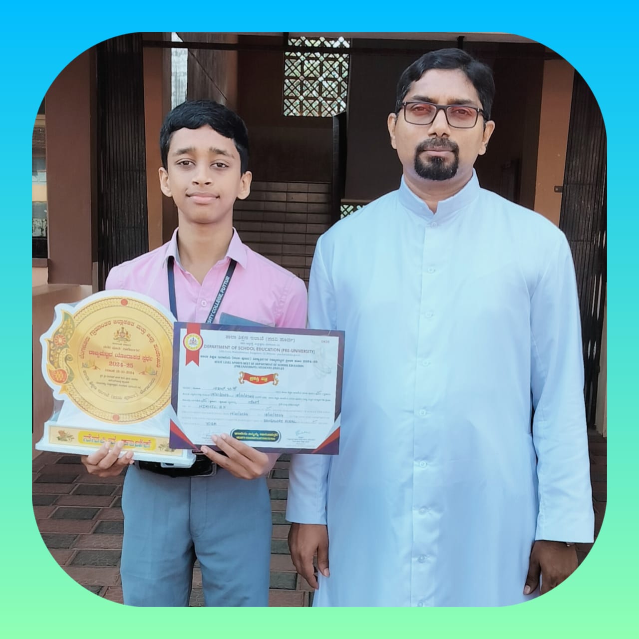 Nikhil B.K. of St Philomena P.U. College,Puttur Shines in the State Level Yogasana Competition.